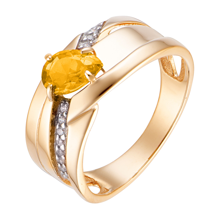 Кольцо, золото, цитрин, кл3676-6-01